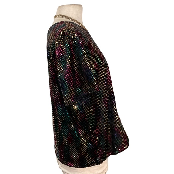 Sold! Kathie Lee Collection vintage black with rainbow sequins shirt sz XL - Picture 5 of 6